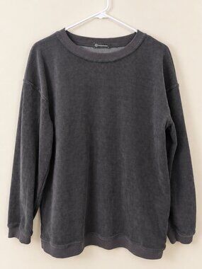 PrettyGarden Charcoal Ribbed Oversized Sweatshirt Size M